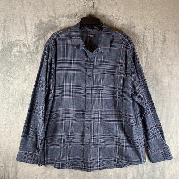 Eddie Bauer Men's Shirt XXL Button Up Flannel Thick Blue‎ Plaid 100% Cotton Long - Picture 1 of 7